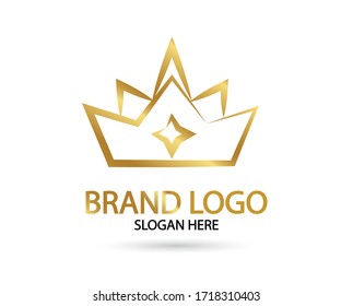 Luxury Crown Logo in Gold. For modern Business company brand logo design vector illustration.