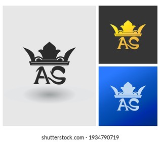 Luxury crown logo letter AS initial creative symbol identity for salon, cosmetic, jewelry company.