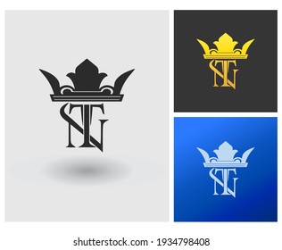 Luxury crown logo letter TN initial creative symbol identity for salon, cosmetic, jewelry company
