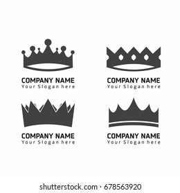 Luxury crown logo and crown monogram set. black crowns with text vector on white backgroud
