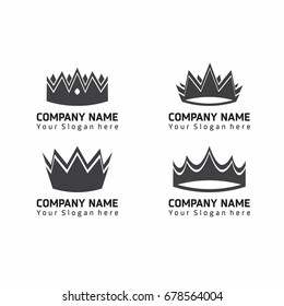 Luxury crown logo and crown monogram set. black crowns with text vector on white backgroud