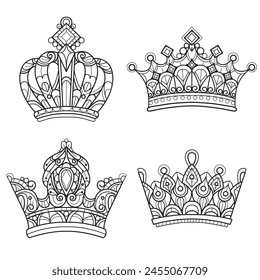 Luxury crown pattern hand drawn for adult coloring book