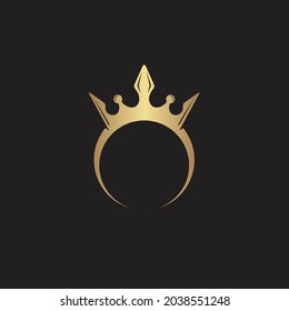 Luxury Crown Ring Diamond Jewelry Gold Logo Design Vector Icon