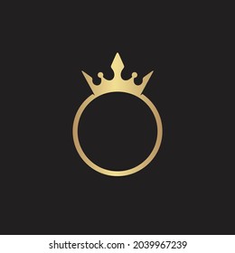 Luxury Crown Ring Diamond Jewelry Gold Logo Design Vector Icon	
