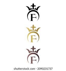 luxury crown royal letter mark F logo