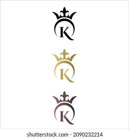 luxury crown royal letter mark K logo