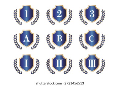 Luxus Krone und Schild Emblem Set für Ranking und Award Design