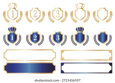 Luxus Krone und Schild Emblem Set für Ranking und Award Design
