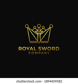 Luxury crown sword logo template