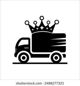 Luxury crown and truck silhouette design vector eps