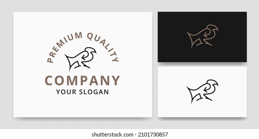 Luxury Crows Bird with Arrow Line Logo Design