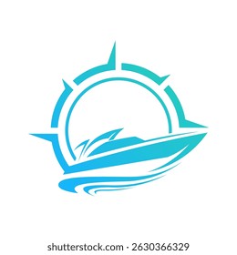 Luxo cruzeiro navio bússola náutica viagem logotipo vetor
