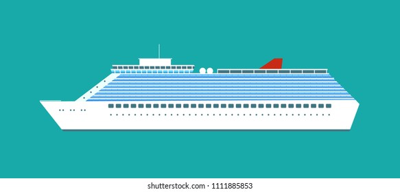 Luxury cruise ship isolated. Vector flat style illustration.