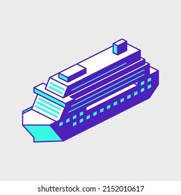 Luxury cruise ship isometric vector icon illustration