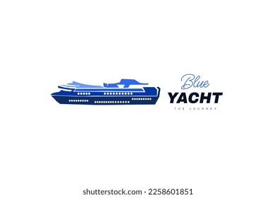 Luxury Cruise Ship Logo Design with Modern Concept in Blue Color