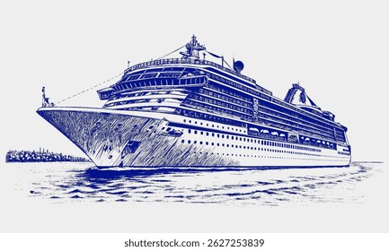 Ilustração de vetor de esboço de navio de cruzeiro de luxo