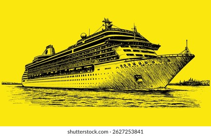 Ilustração de vetor de esboço de navio de cruzeiro de luxo