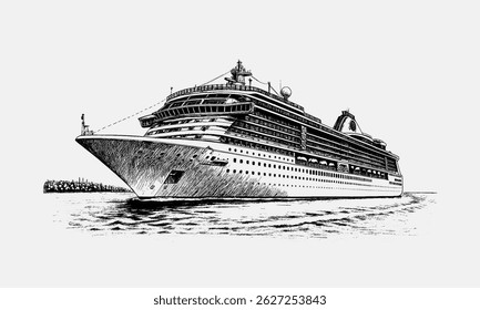 Ilustração de vetor de esboço de navio de cruzeiro de luxo