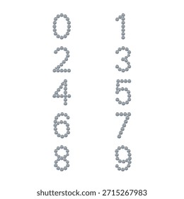 Luxo Cristal Elegante Diamante Dígitos Definido de 0 a 9, vetor Ilustração isolado no fundo branco. Perfeito para rostos de relógio, infográfico, marca de joias, convites de casamento, embalagem high-end