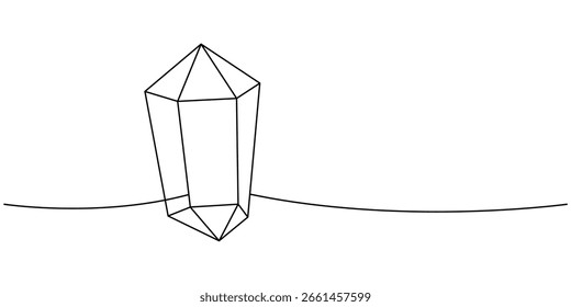 Dibujo continuo de una línea de cristal de lujo. Joya mineral de cristal. Ilustración vectorial