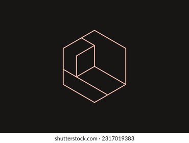 luxury cube logo template for interior design development