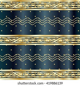 A luxury curtain background. Dark curtain background with beautiful gold ornament. Vector Illustration.