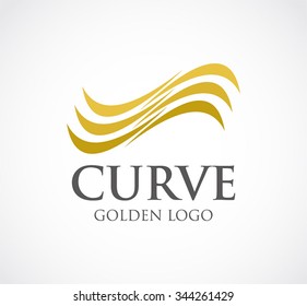 Luxury curve of golden wave abstract vector and logo design or template elegance wave business icon of company identity symbol concept