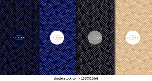 Luxury curve pattern collection. Abstract premium curve lines seamless set. Vector illustration.