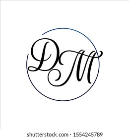 luxury curved initial D M Letter logo design vector graphic concept