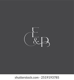 Estilo curvilíneo de lujo EP inicial con línea de monograma de boda logo concepto de letra