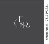 luxury curvy style ER initial with line monogram wedding logo concept letter