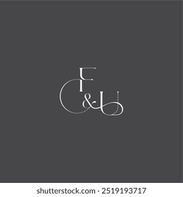 luxury curvy style FU initial with line monogram wedding logo concept letter