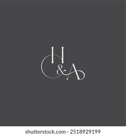 luxury curvy style monogram wedding logo concept letter initial with line HA