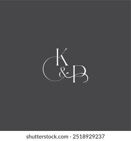 luxury curvy style monogram wedding logo concept letter initial with line KP