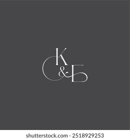 luxury curvy style monogram wedding logo concept letter initial with line KE
