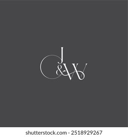 luxury curvy style monogram wedding logo concept letter initial with line JW