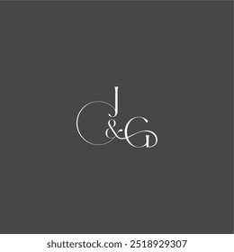 luxury curvy style monogram wedding logo concept letter initial with line JG