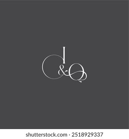 luxury curvy style monogram wedding logo concept letter initial with line IQ