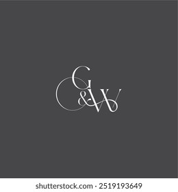 estilo curvilínea de lujo monograma boda logo letra inicial línea con GW