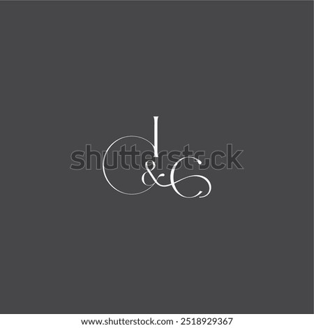 luxury curvy style monogram wedding logo concept letter initial with line IC