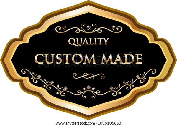 Luxury custom made black and gold ornament\
label vector\
illustration