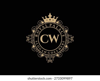 Luxus cw monogram königlichen Palast Emblem Vintage-Design elegante ornate Rand luxuriöse Business-Insignien für Branding