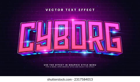 Luxury cyborg 3d editable vector text effect. Modern concept text effect, with combination blue techno colors.