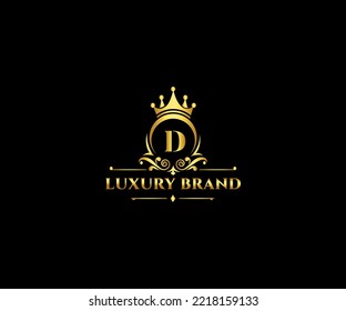 Luxury D Letter Initial with Royal Template.elegant with crown logo vector, Creative Lettering Logo Vector Illustration.