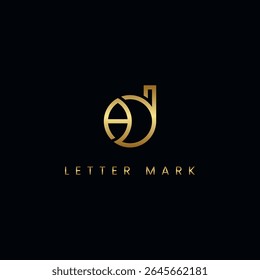 Design de logotipo de monograma A e D de luxo - marca de letra de gradiente dourado, ícone de marca premium.