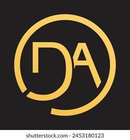 Luxury DA letters logo design. Circle DA monogram logo design. AD logo template vector golden color and black background best company icon design. AD iconic brand logo design.