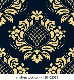 Luxury damascus seamless pattern of floral ornament wallpaper background in vintage style