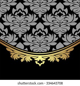 Luxury damask Background decorated the golden ornate Border