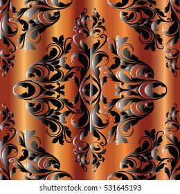 Luxury damask baroque floral seamless pattern.Elegant floral background. Vintage ornamental damask wallpaper.Decorative antique ornaments with vintage flowers and leaves.Vector modern endless texture