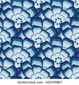 Luxury Damask flourish flower seamless pattern blue background